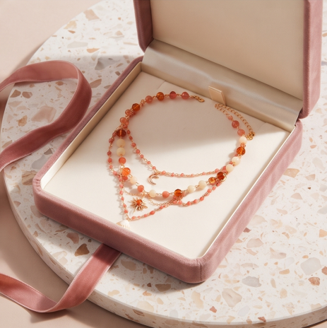 Sunset Ocean Bohemian Layered Charm Necklace