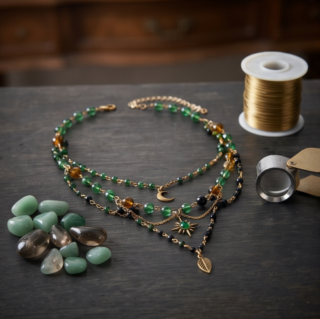 Celestial Emerald Layered Necklace