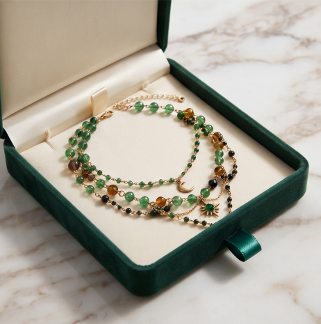 Celestial Emerald Layered Necklace