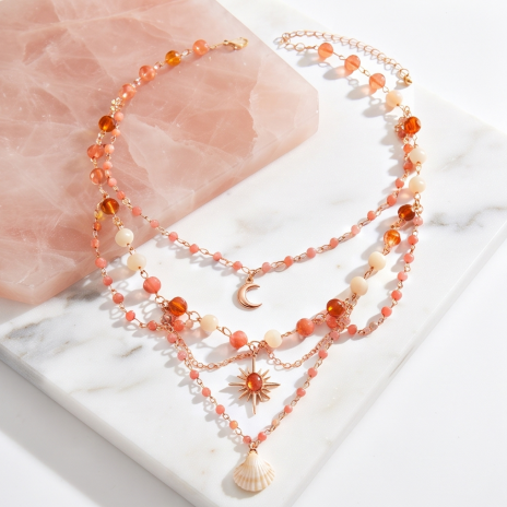 Sunset Ocean Bohemian Layered Charm Necklace