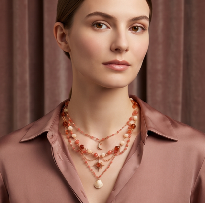 Sunset Ocean Bohemian Layered Charm Necklace