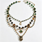 Emerald Forest Owl Layered Bohemian Charm Necklace