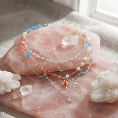 Coastal Sunrise Star Layered Charm Necklace