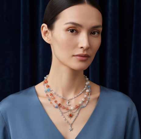 Coastal Sunrise Star Layered Charm Necklace