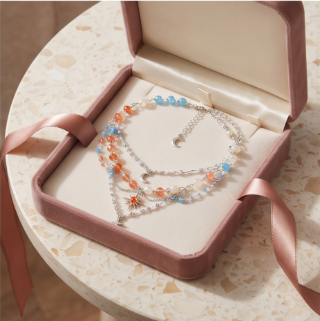 Coastal Sunrise Star Layered Charm Necklace