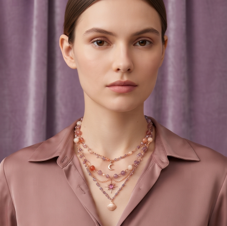 Celestial Pastel Layered Charm Necklace