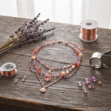 Celestial Pastel Layered Charm Necklace