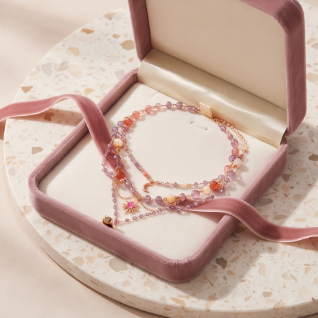 Celestial Pastel Layered Charm Necklace