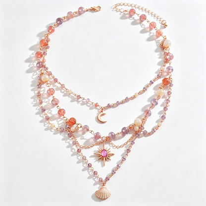 Celestial Pastel Layered Charm Necklace