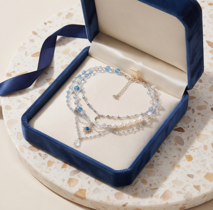 Celestial Ocean Crystal Layered Charm Necklace