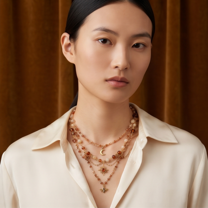 Desert Sun Crystal Layered Charm Necklace