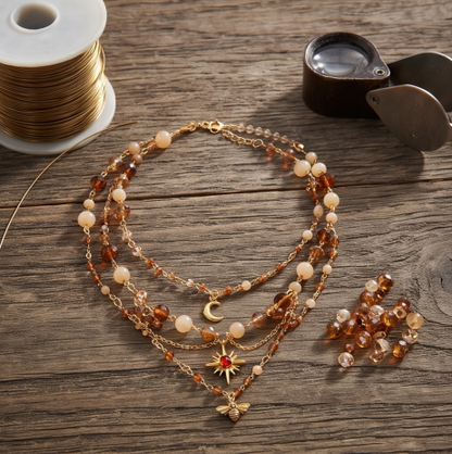 Desert Sun Crystal Layered Charm Necklace