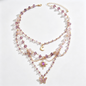 Lavender Butterfly Celestial Crystal Layered Charm Necklace